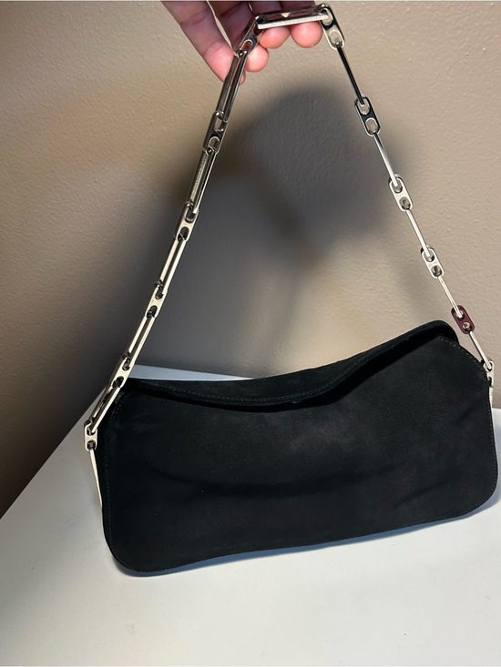Nina Ricci Handbags - Nina Ricci Black Suede Shoulder Bag with Silver Chain Strap Party Event bag